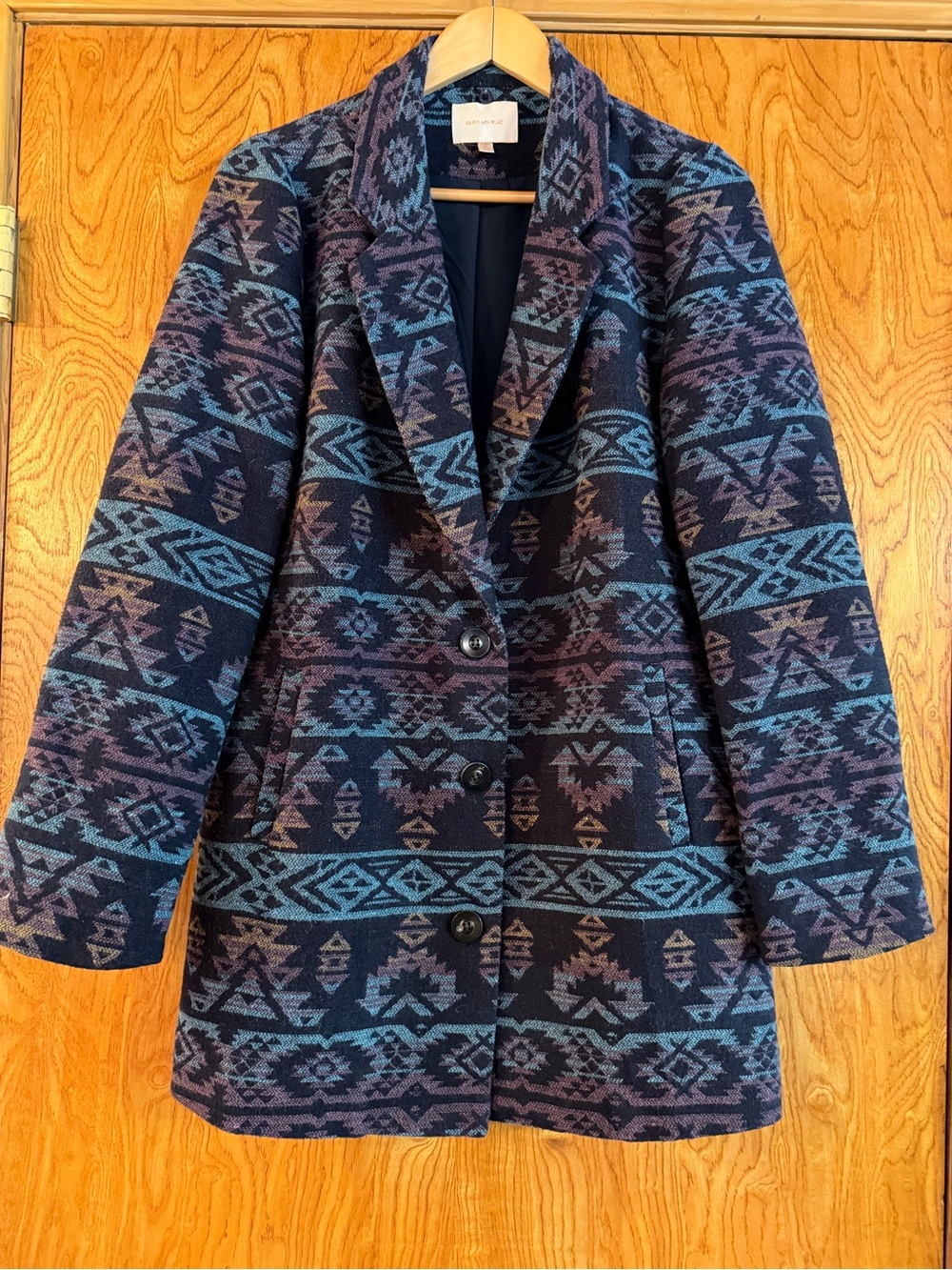 Skies Are Blue Navy Aztec-Patterned Blazer